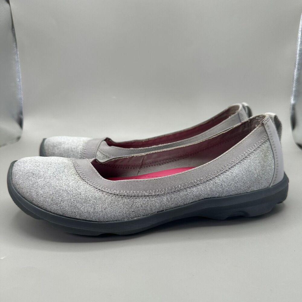 Crocs Womens Busy Day Ballet Wedge Heathered Light Grey Relaxed Fit Shoes Size 9 - Picture 2 of 9